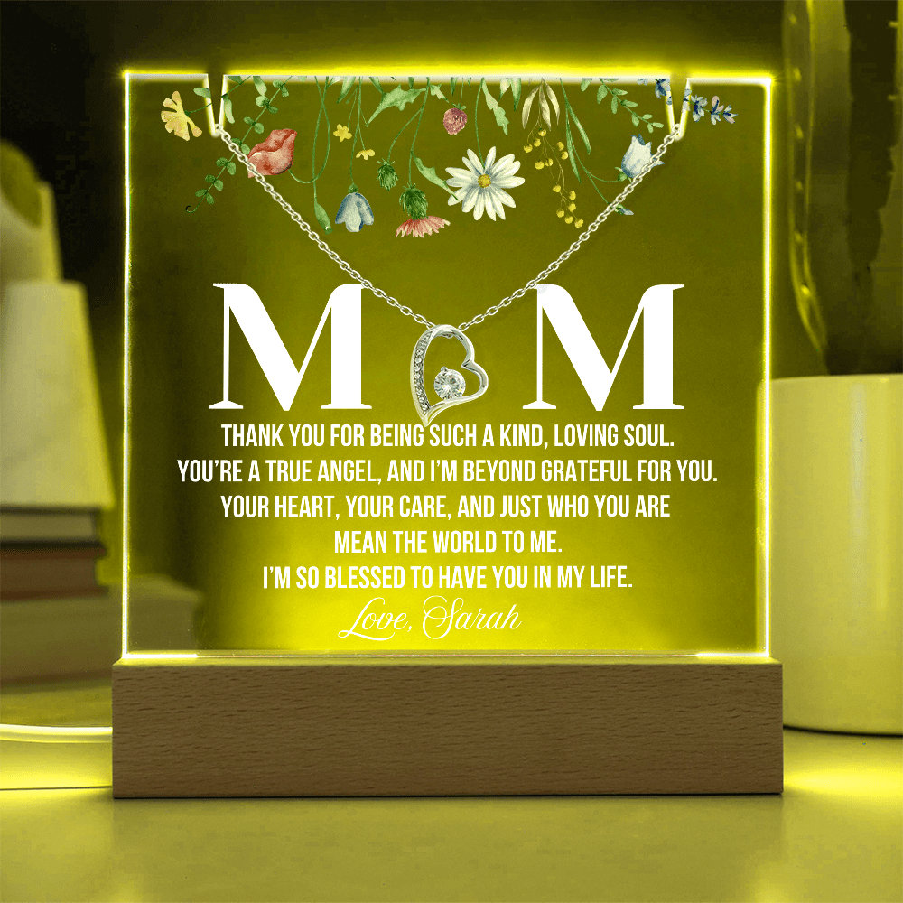 Personalized Acrylic Plaque and  Necklace for Mom