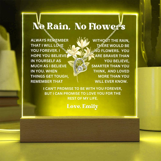 Personalized Birth Flower Night Light Acrylic Plaque Necklace Gift