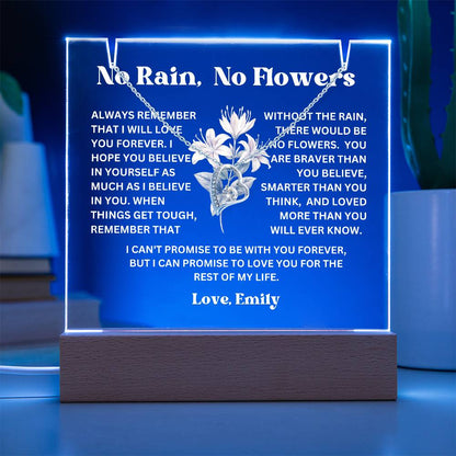 Personalized Birth Flower Night Light Acrylic Plaque Necklace Gift