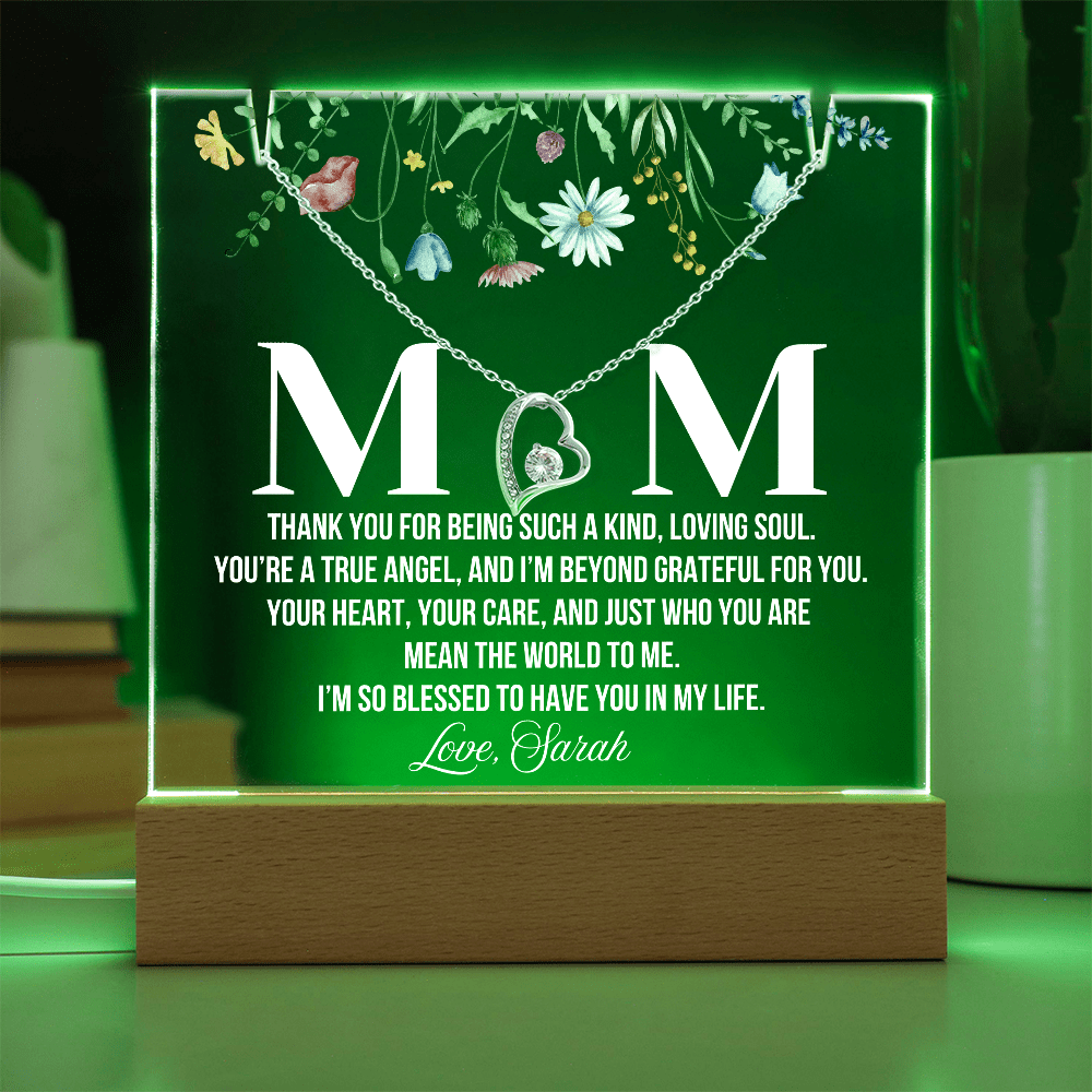 Personalized Acrylic Plaque and  Necklace for Mom