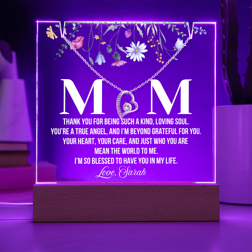 Personalized Acrylic Plaque and  Necklace for Mom