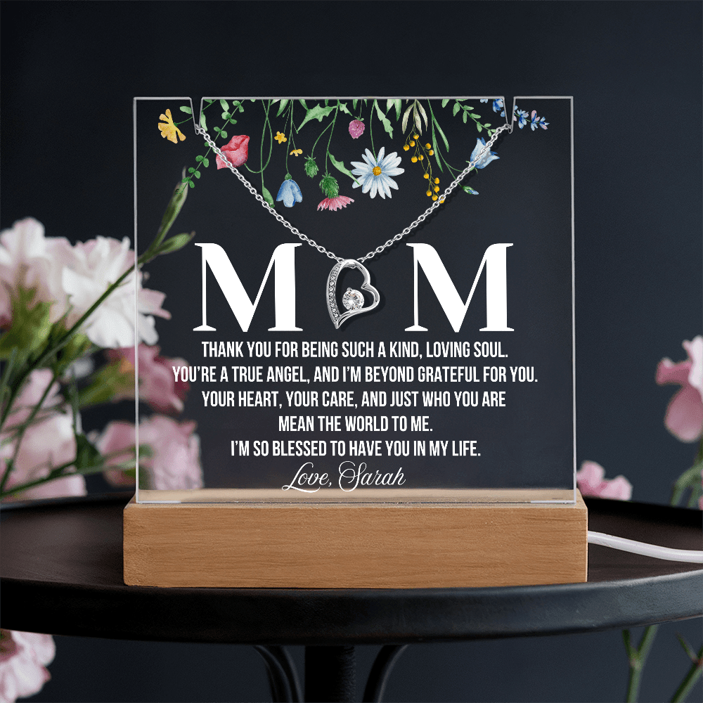Personalized Acrylic Plaque and  Necklace for Mom