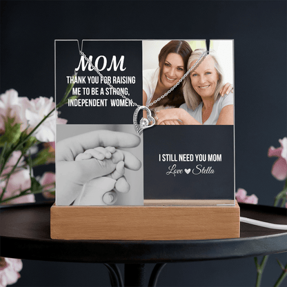 Personalized Acrylic Plaque and Necklace Gift for Mom