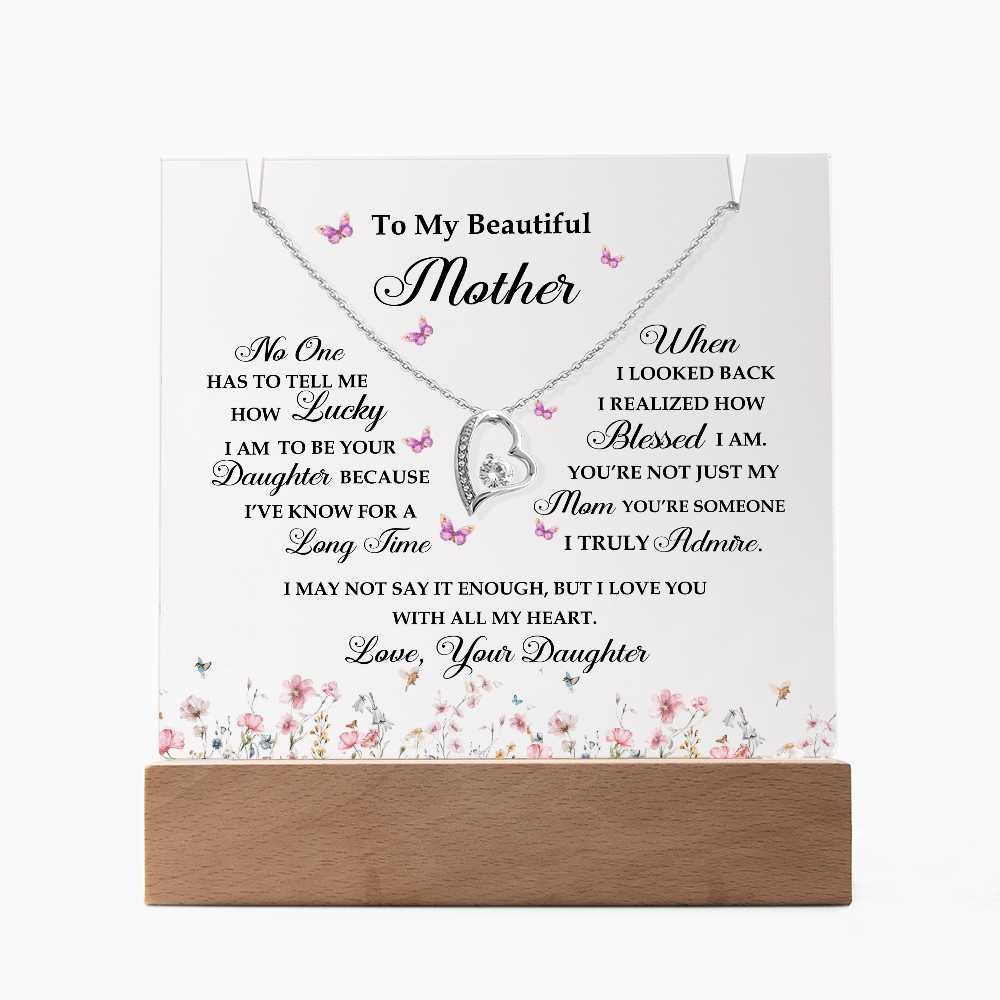 Acrylic Plaque and Heart Necklace for Mom