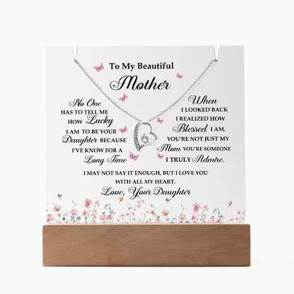 Acrylic Plaque and Heart Necklace for Mom