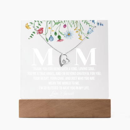 Personalized Acrylic Plaque and  Necklace for Mom