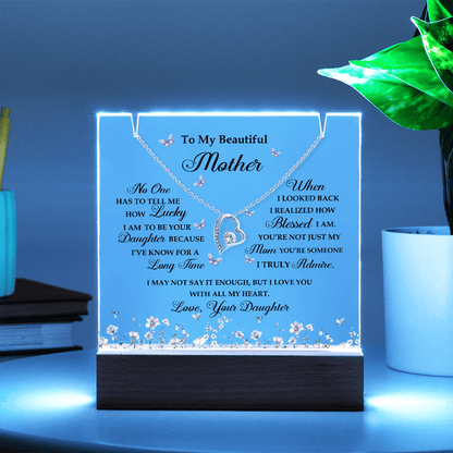 Acrylic Plaque and Heart Necklace for Mom