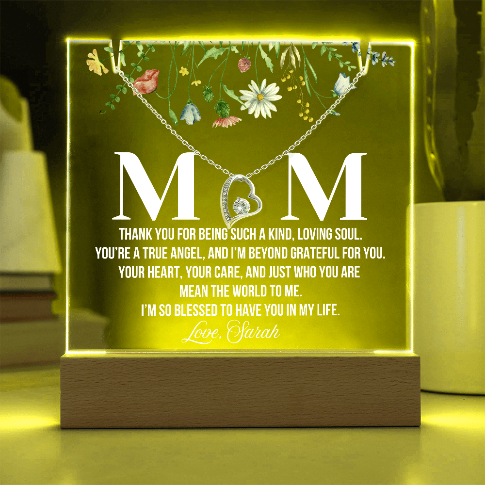 Personalized Acrylic Plaque and  Necklace for Mom
