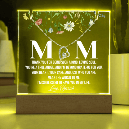 Personalized Acrylic Plaque and  Necklace for Mom