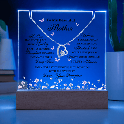 Acrylic Plaque and Heart Necklace for Mom