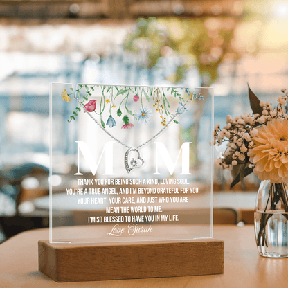 Personalized Acrylic Plaque and  Necklace for Mom