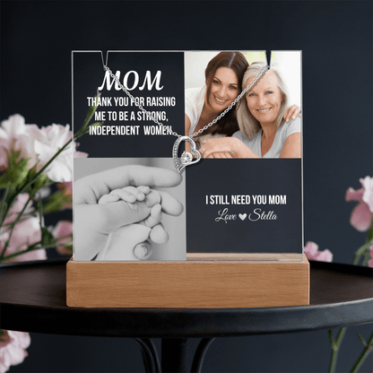 Personalized Acrylic Plaque and Necklace Gift for Mom