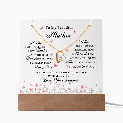 Acrylic Plaque and Heart Necklace for Mom