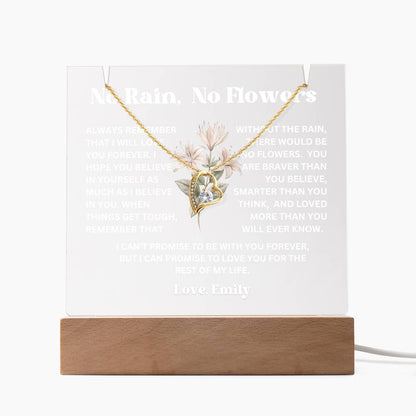 Personalized Birth Flower Night Light Acrylic Plaque Necklace Gift