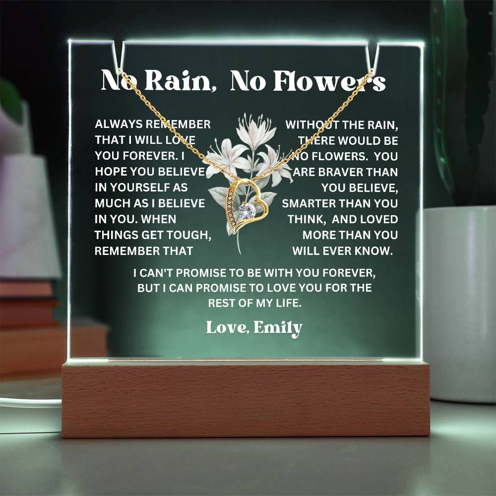 Personalized Birth Flower Night Light Acrylic Plaque Necklace Gift