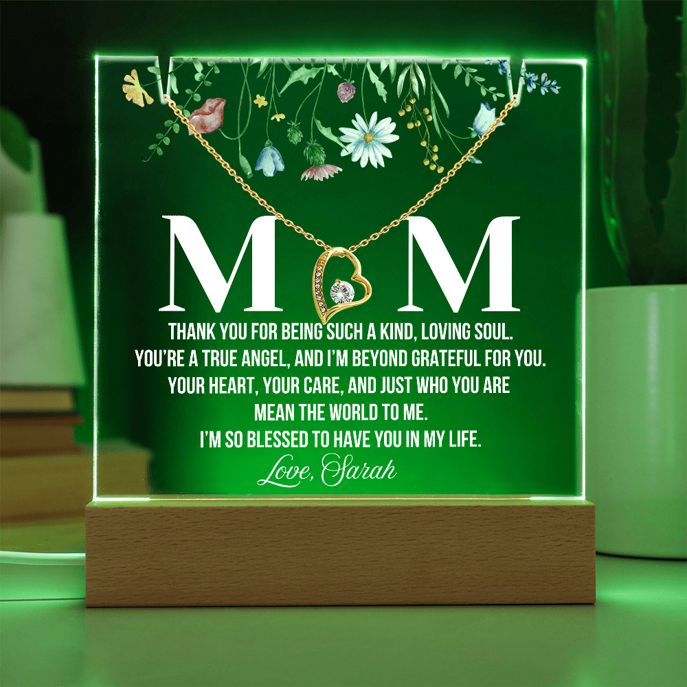 Personalized Acrylic Plaque and  Necklace for Mom