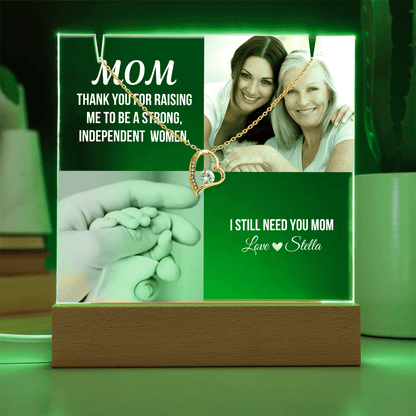 Personalized Acrylic Plaque and Necklace Gift for Mom