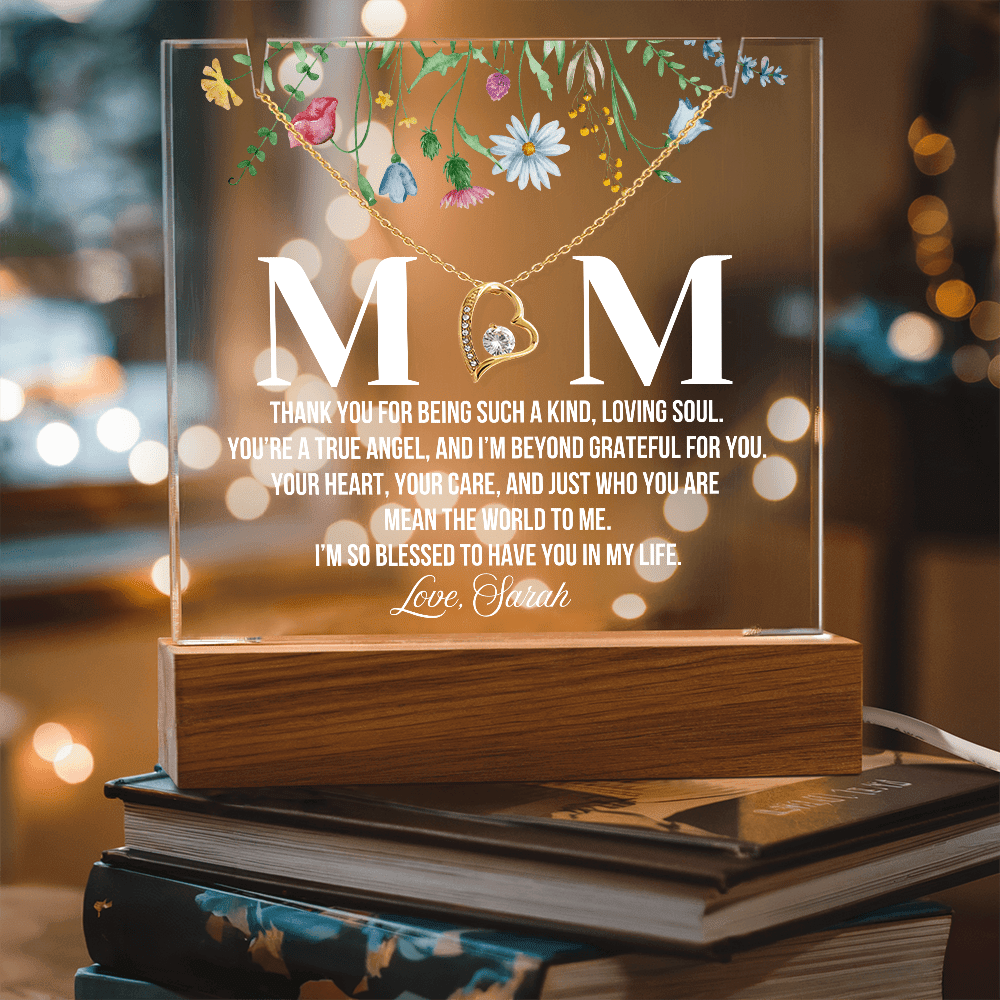 Personalized Acrylic Plaque and  Necklace for Mom