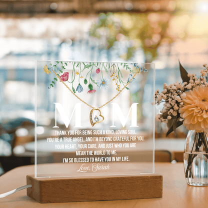 Personalized Acrylic Plaque and  Necklace for Mom