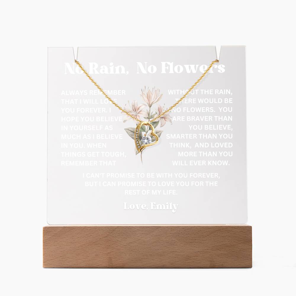 Personalized Birth Flower Night Light Acrylic Plaque Necklace Gift