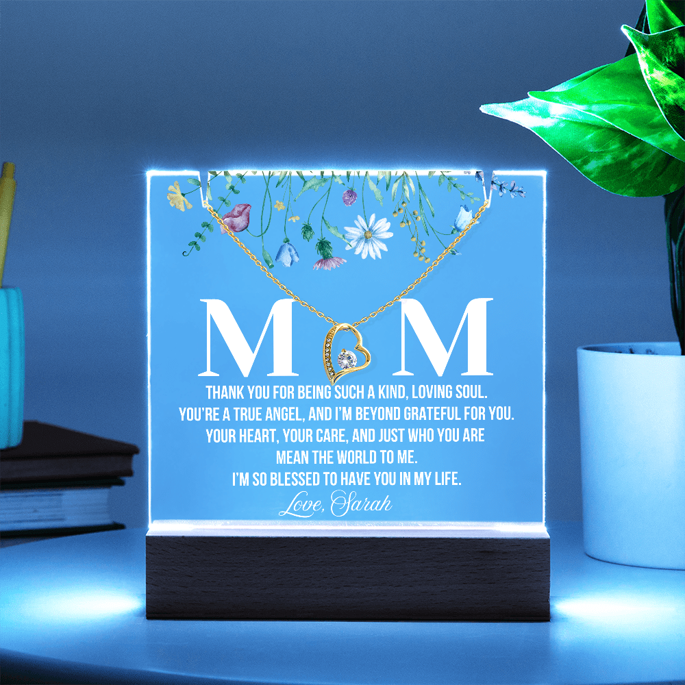 Personalized Acrylic Plaque and  Necklace for Mom