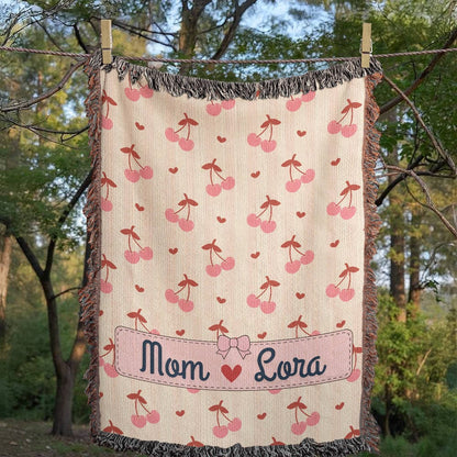 Personalized mom Daughter Woven Blanket