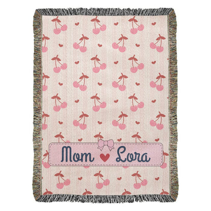 Personalized mom Daughter Woven Blanket