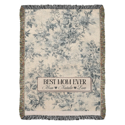 Personalized French Toile Woven Blanket Gift For Mom