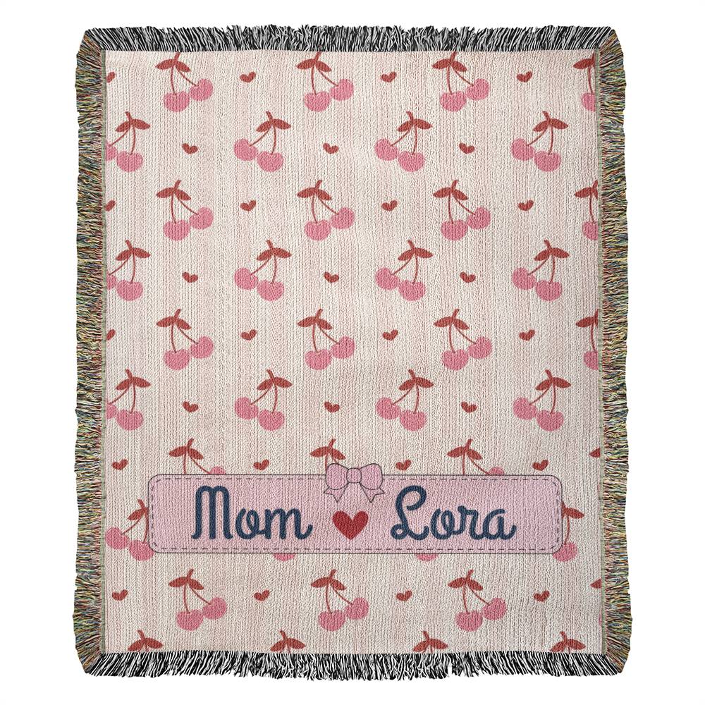 Personalized mom Daughter Woven Blanket