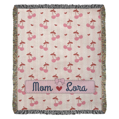 Personalized mom Daughter Woven Blanket