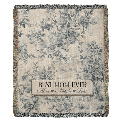 Personalized French Toile Woven Blanket Gift For Mom