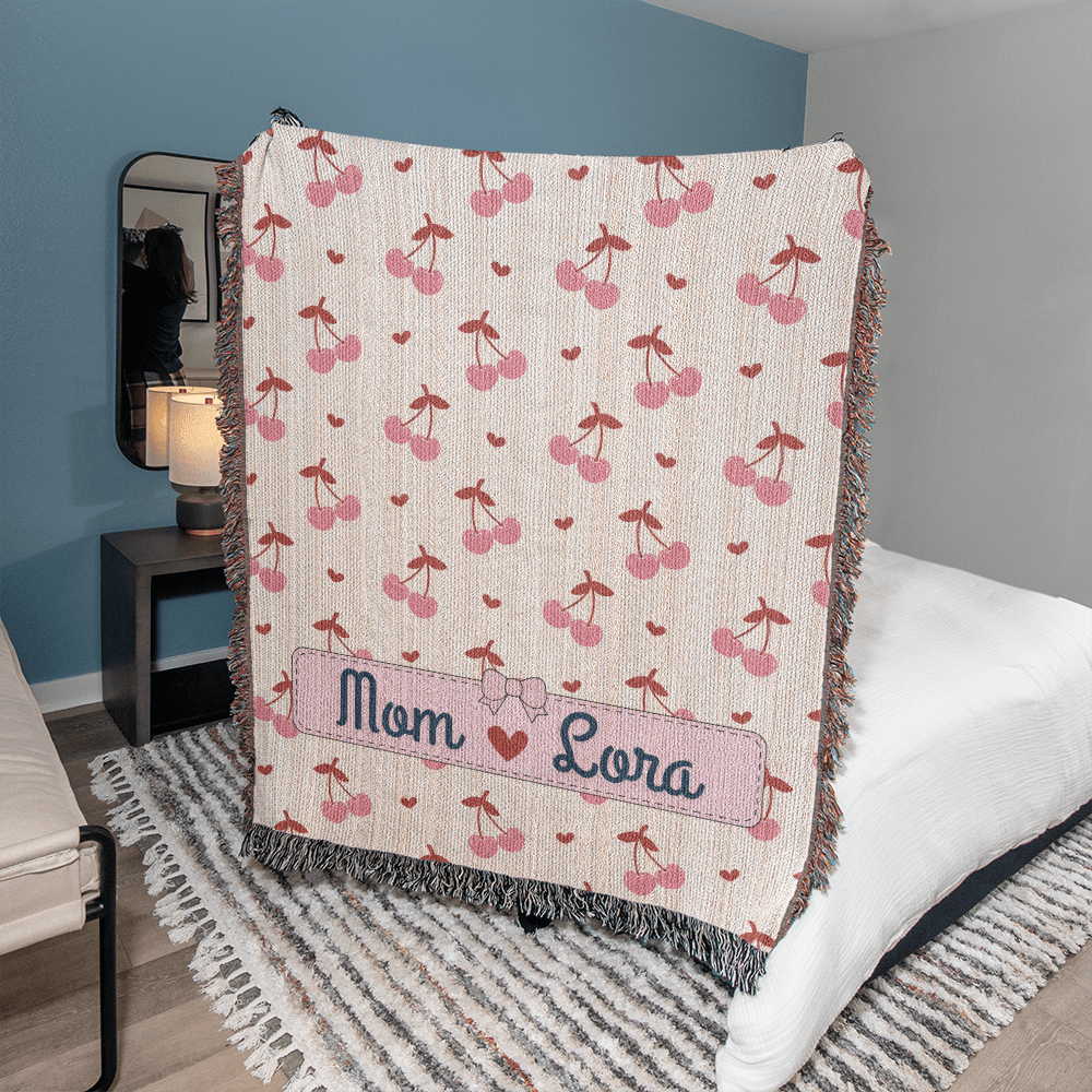 Personalized mom Daughter Woven Blanket