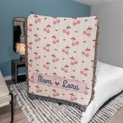 Personalized mom Daughter Woven Blanket