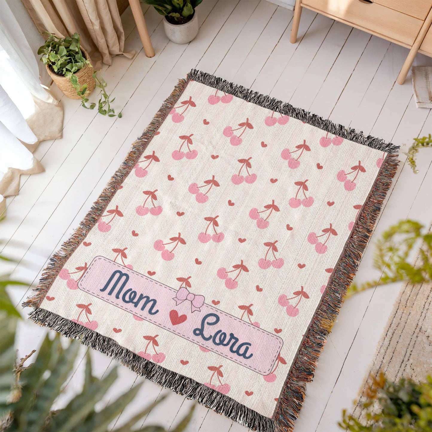 Personalized mom Daughter Woven Blanket