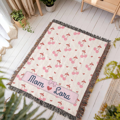 Personalized mom Daughter Woven Blanket
