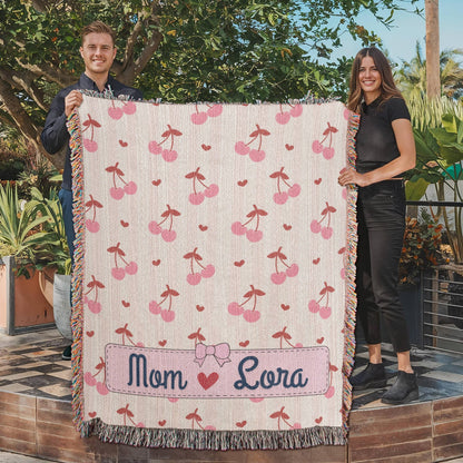 Personalized mom Daughter Woven Blanket