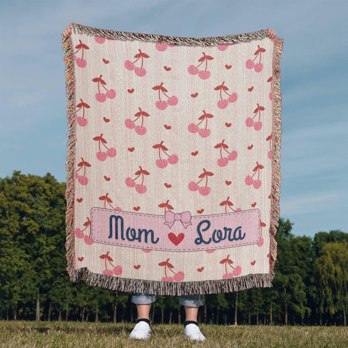 Personalized mom Daughter Woven Blanket