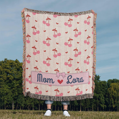 Personalized mom Daughter Woven Blanket