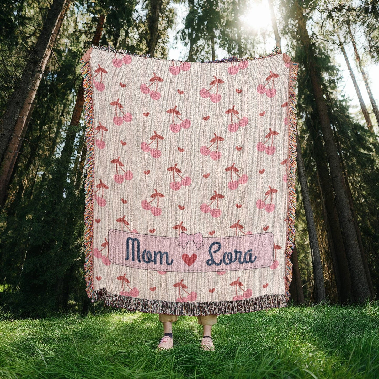 Personalized mom Daughter Woven Blanket