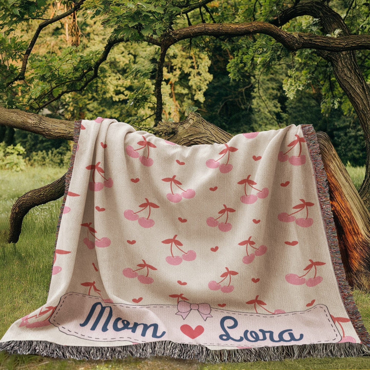 Personalized mom Daughter Woven Blanket