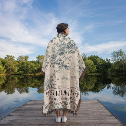 Personalized French Toile Woven Blanket Gift For Mom