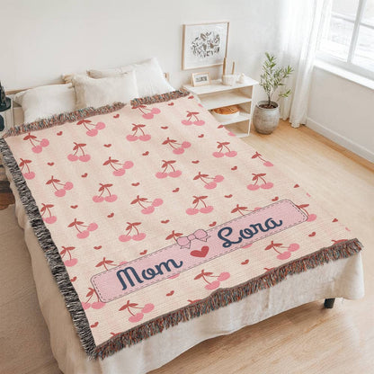 Personalized mom Daughter Woven Blanket