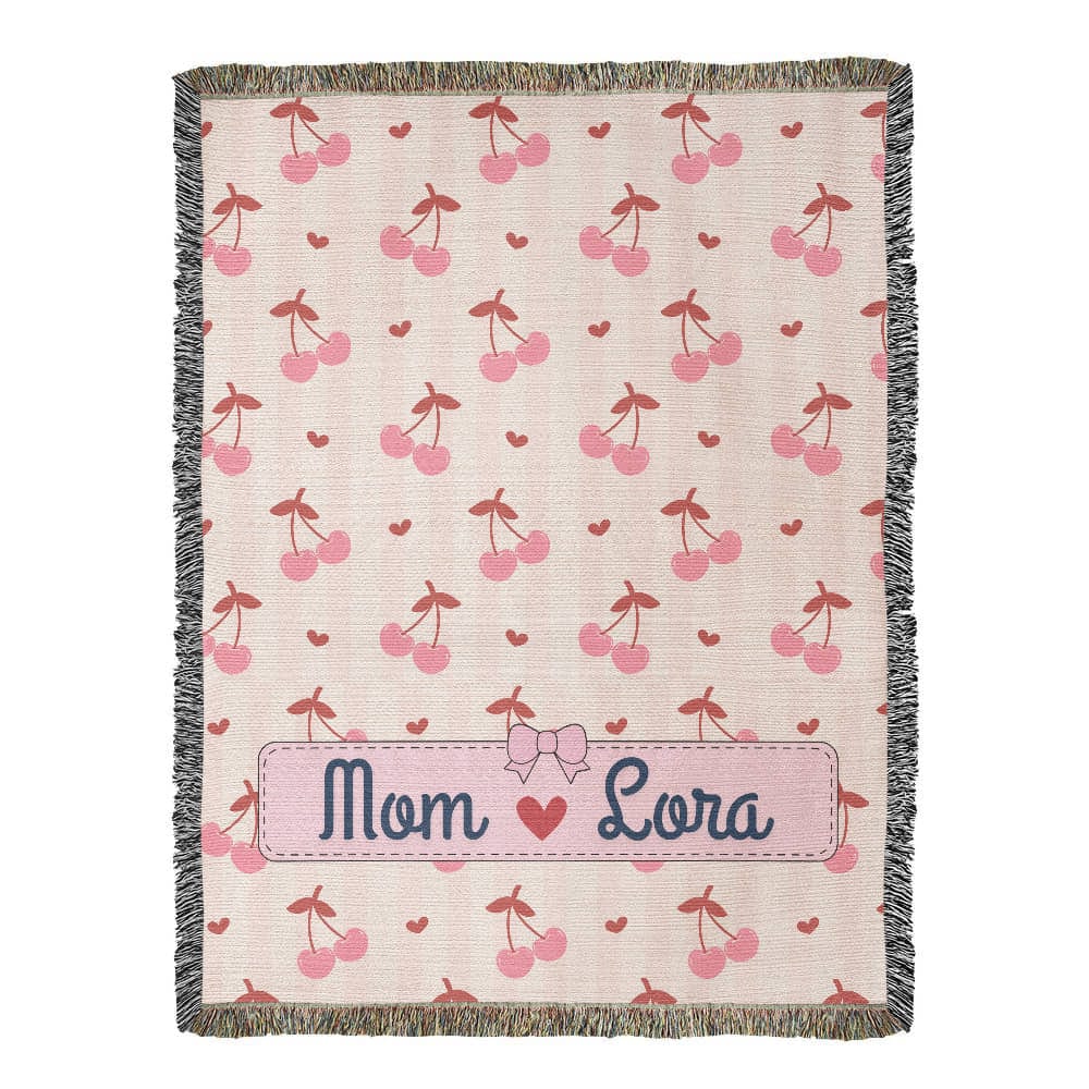 Personalized mom Daughter Woven Blanket