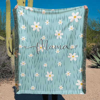 Daisy Flower Mama Woven Blanket