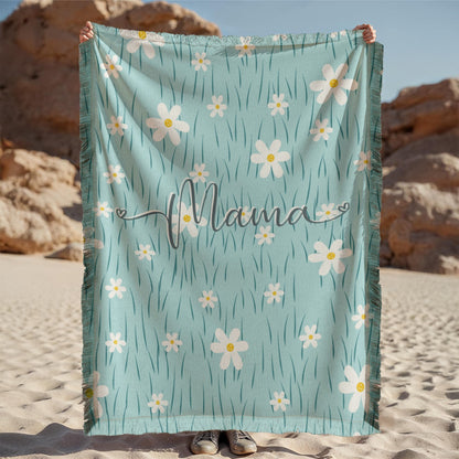 Daisy Flower Mama Woven Blanket