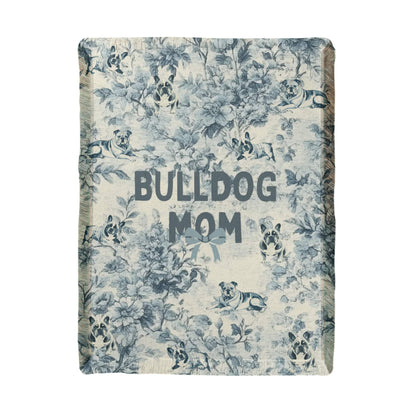 Bulldog Mom French Toile Woven Blanket