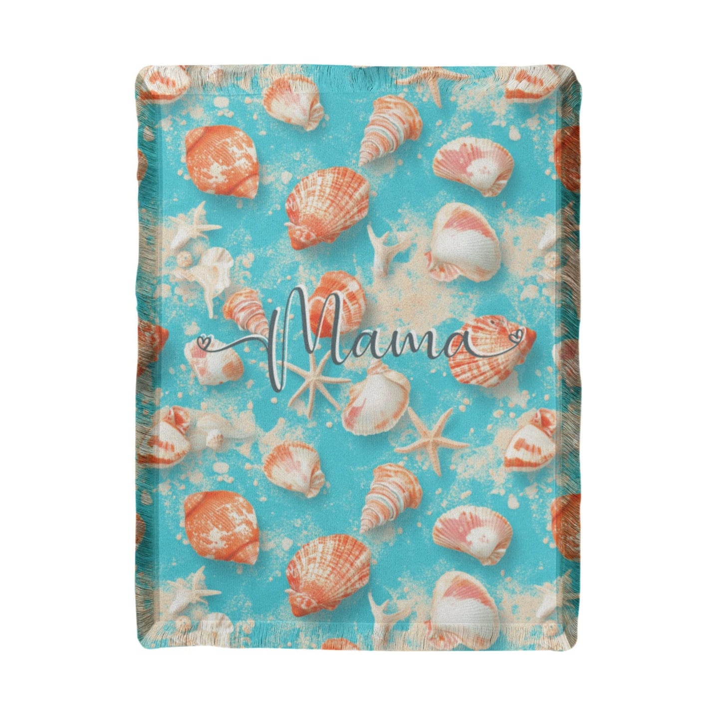 Seashell Beach Mama Woven Blanket
