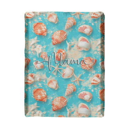 Seashell Beach Mama Woven Blanket