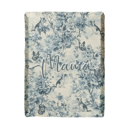 French Toile German Shepard Dog Mom Woven Blanket Gift