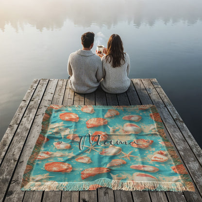 Seashell Beach Mama Woven Blanket